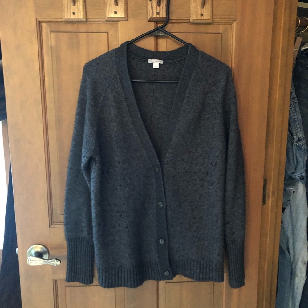 Charcoal gray heavy wool cardigan